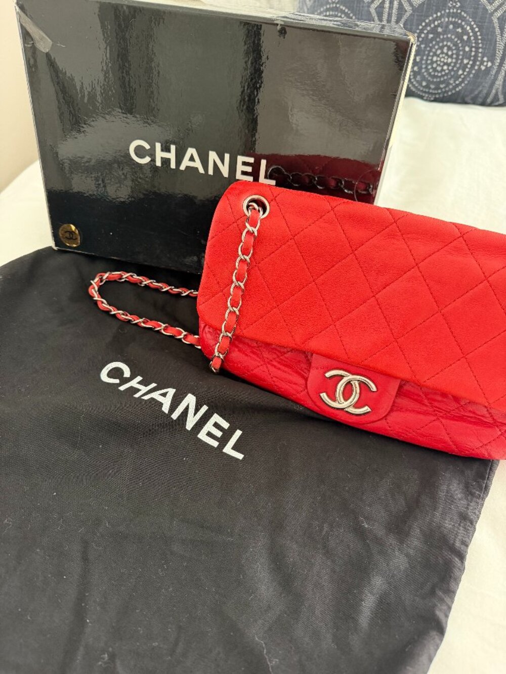 Authentic Chanel flap Two-Toned baguette-style handbag